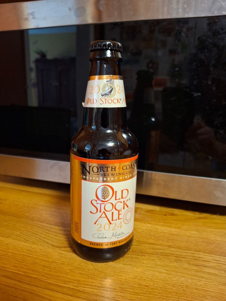 A bottle of North Coast Brewing's Old Stock Ale.