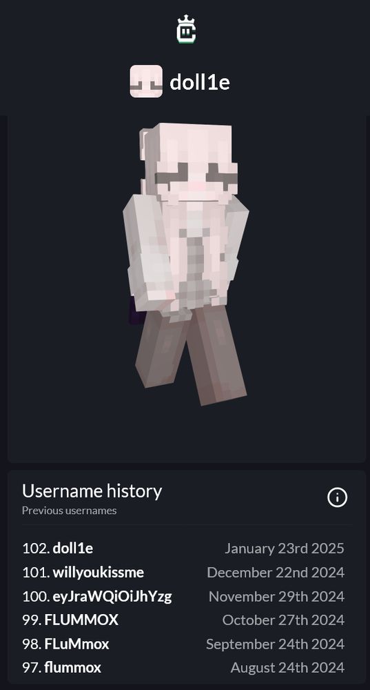 crafty.gg screenshot of a minecraft player profile