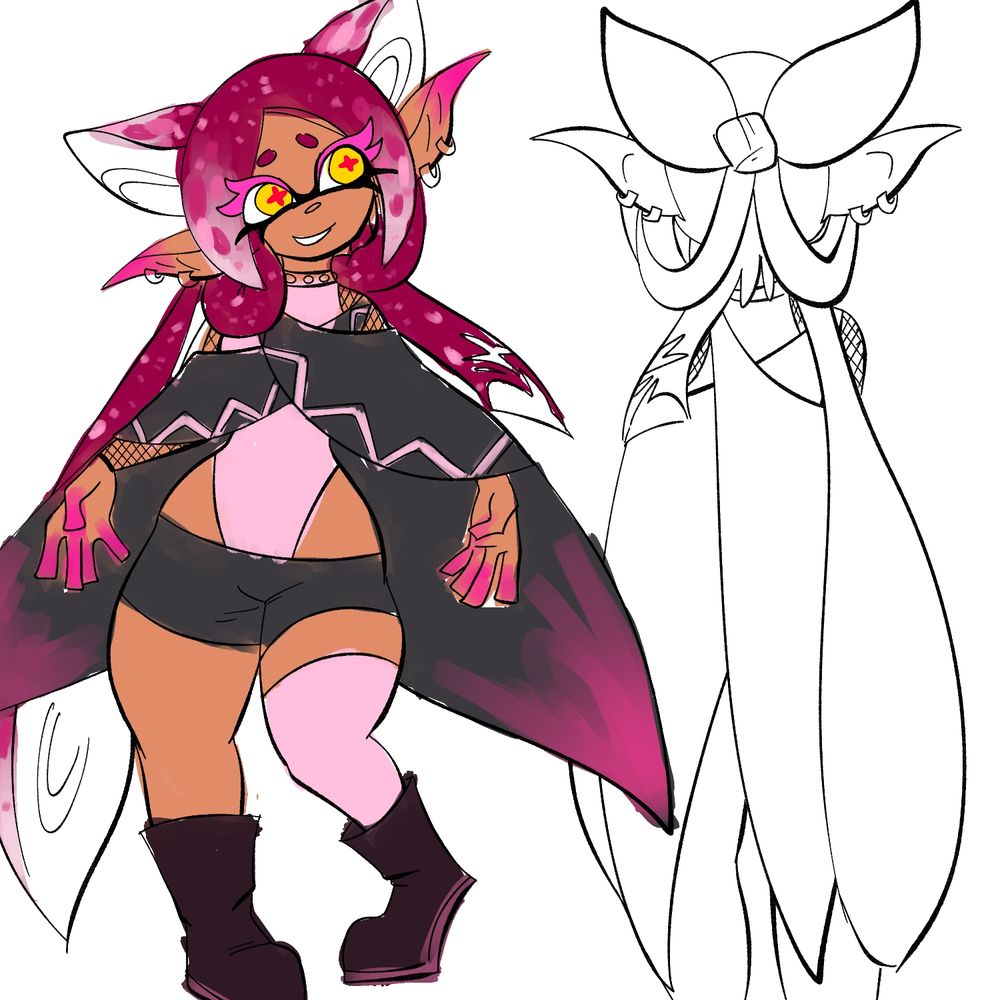 Océanne, a vampire squid. she plays the bass and is the main vocalist of the group. she speaks on sedna's behalf