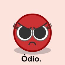 a red circle with an angry face and the word odio written below it