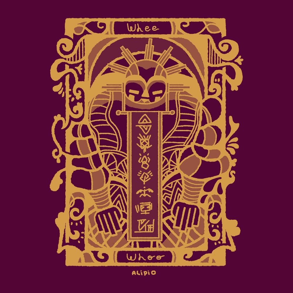 personagem do jogo Clair Obscur: Expedition 33 chamado Esquie em traço de cor tipo ouro e com adereços.