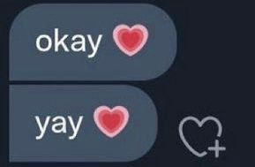 texts saying “okay 💗” “yay 💗”