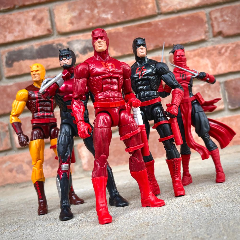 Various Marvel Legends Daredevil figures by Hasbro.