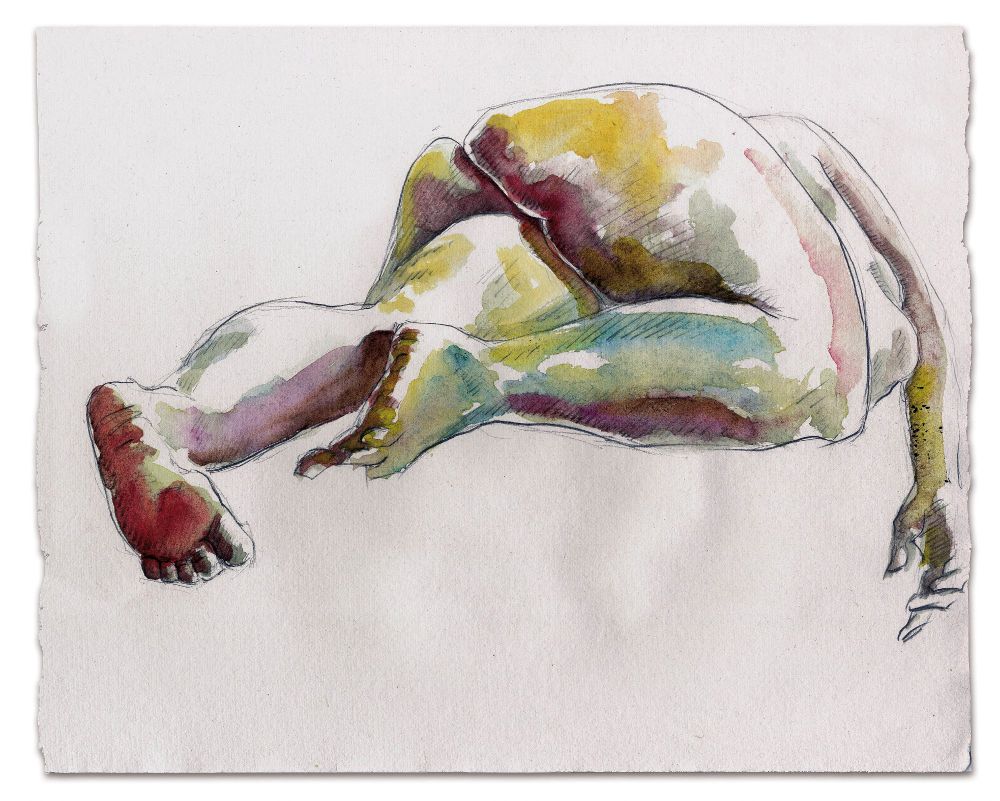 nude female watercolour lifedrawing
