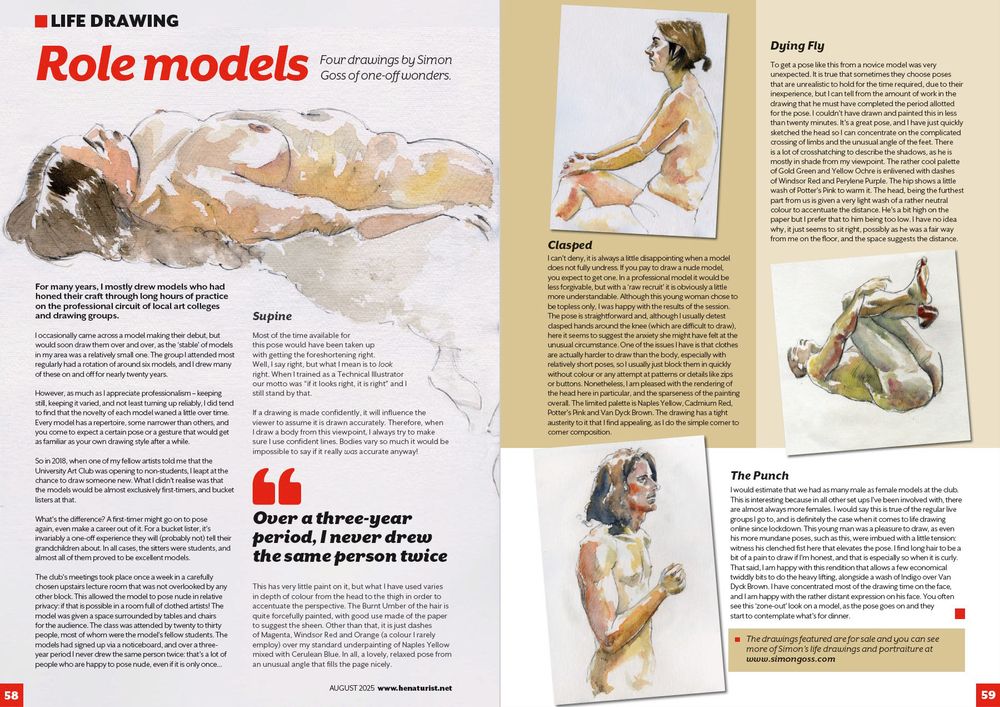 Double page magzine spread about life drawing