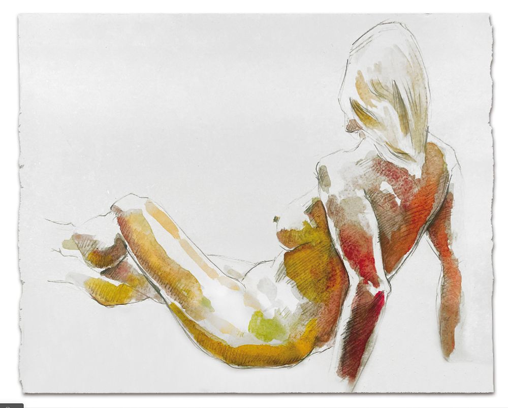 Nude portrait commission. Rear view of a nude woman sitting.