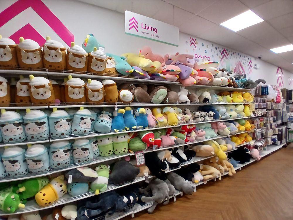 Plushes at Daiso.
