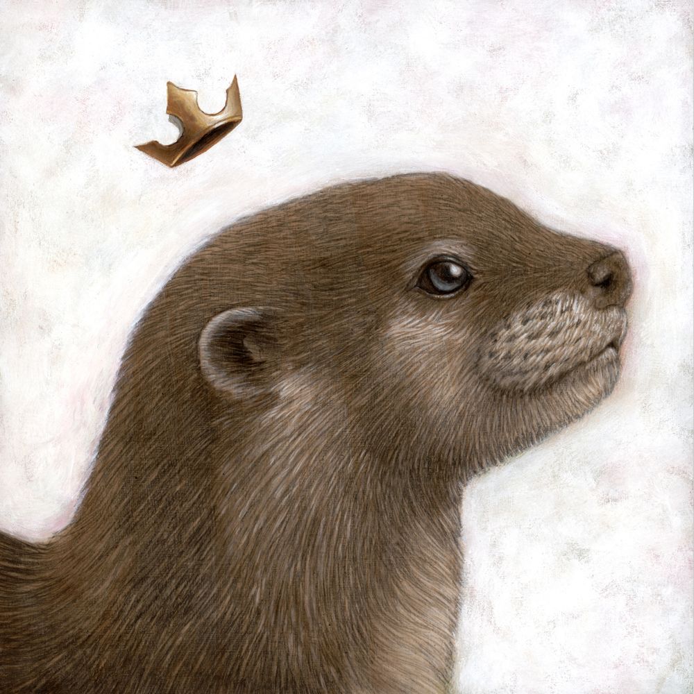 King Otter by Artist Carolina Lebar, adorable river otter with a crown