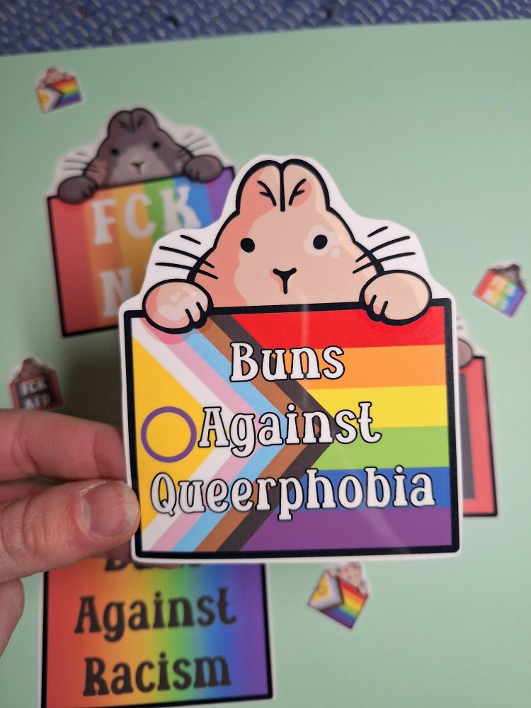 A picture of the "Buns against Queerphobia " sticker