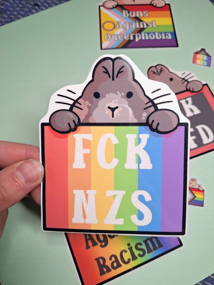 A picture of the "FCK NZS" sticker