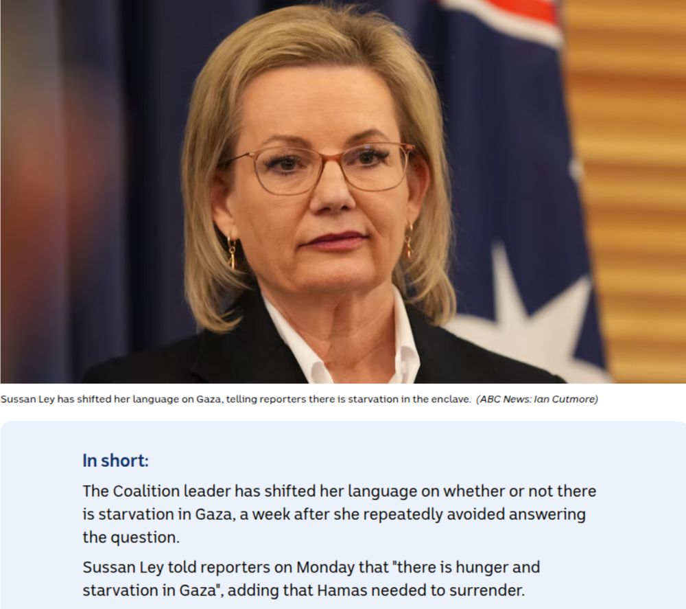 Sussssan Ley standing in front of an Australian flags