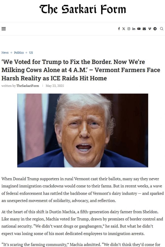 'We Voted for Trump to Fix the Border. Now We're Milking Cows Alone at 4 A.M' - Vermont Farmers Face Harsh Reality as ICE Raids Hit Home