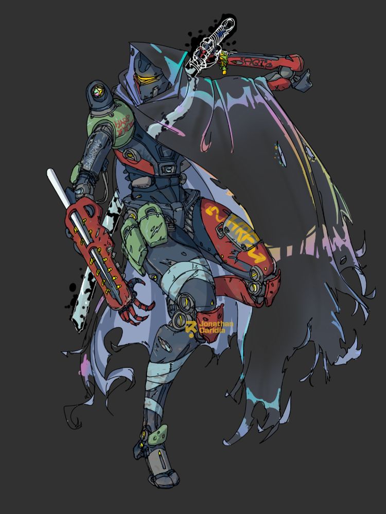 Same as other image but against a dark background instead of white, to show off the camo cloak's adaption to the background, and with no text.