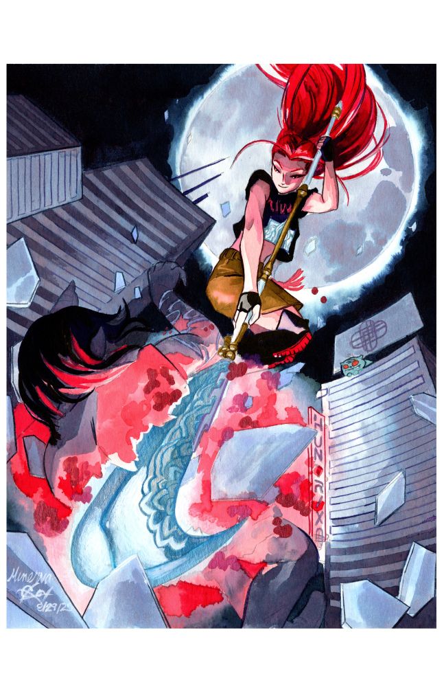 Ink painting of Mira from Kpop Demon Hunters