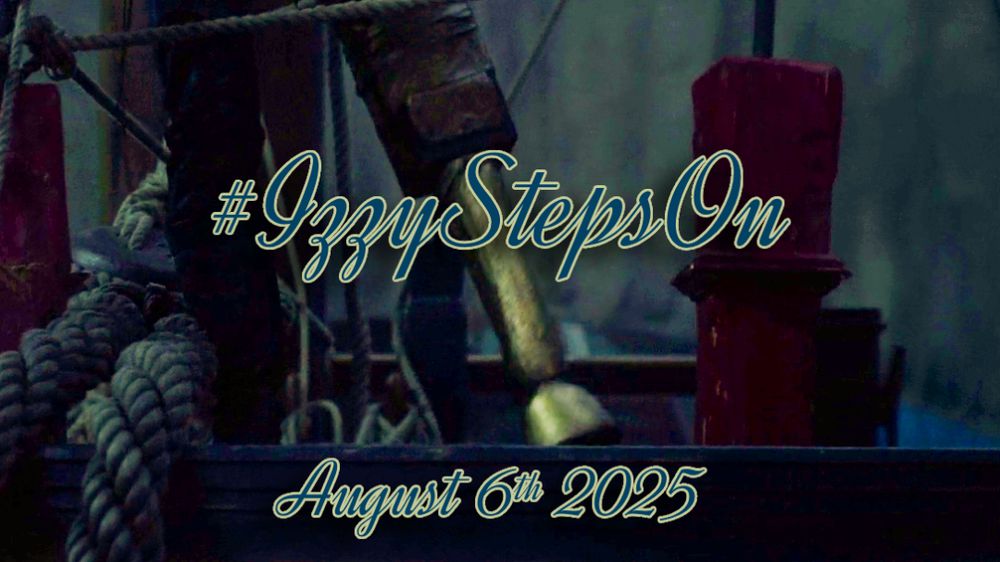 Screenshot of the reveal of Izzy wearing his unicorn leg, with text over it reading "#IzzyStepsOn" and "August 6th 2025"