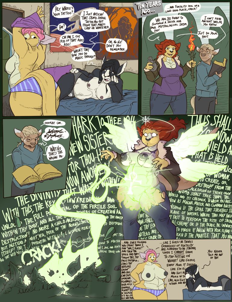 the convoluted and deep backstory of how Tracy is magic, filled with lore.