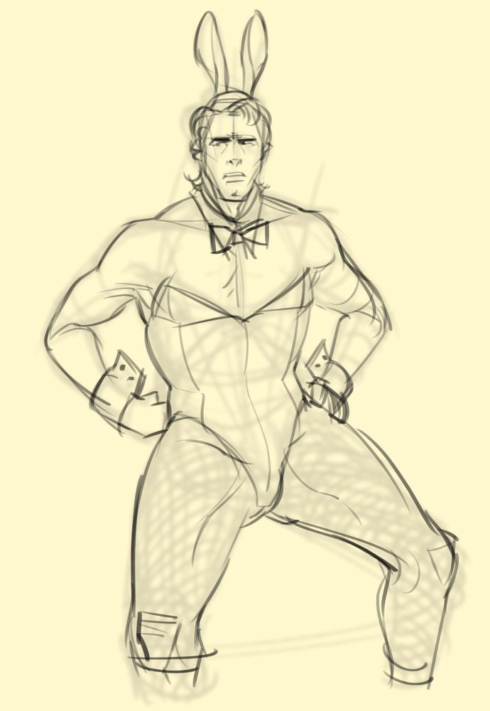Quick sketch of a guy in a bunny suit.