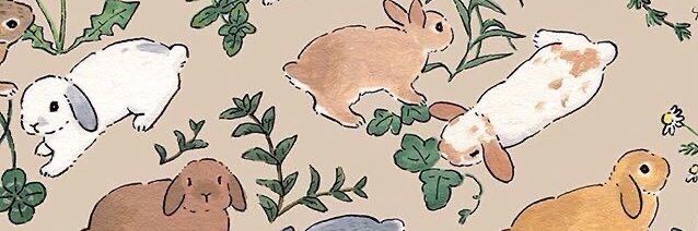 Illustrated bunnies and leaves. Artist is Schinako Moriyama. 