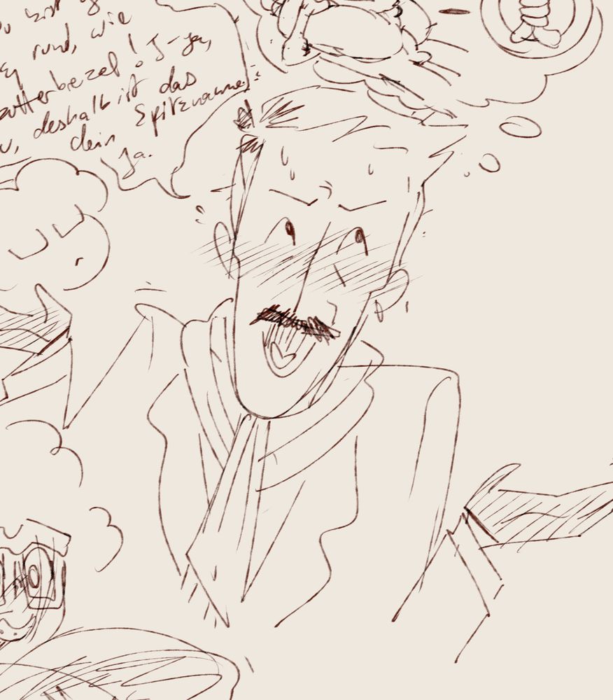 digital sketch of a chibi wolfgang shrugging and looking towards the upper right. 