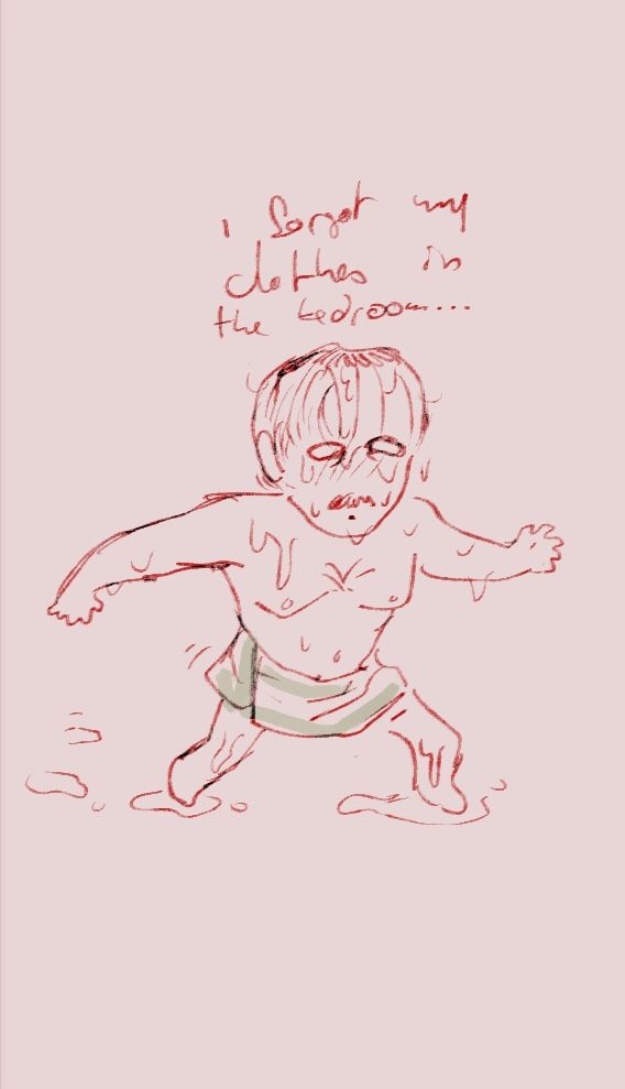 Closeup on the chibi. He's leaving a trail of water behind him. What a fucking idiot