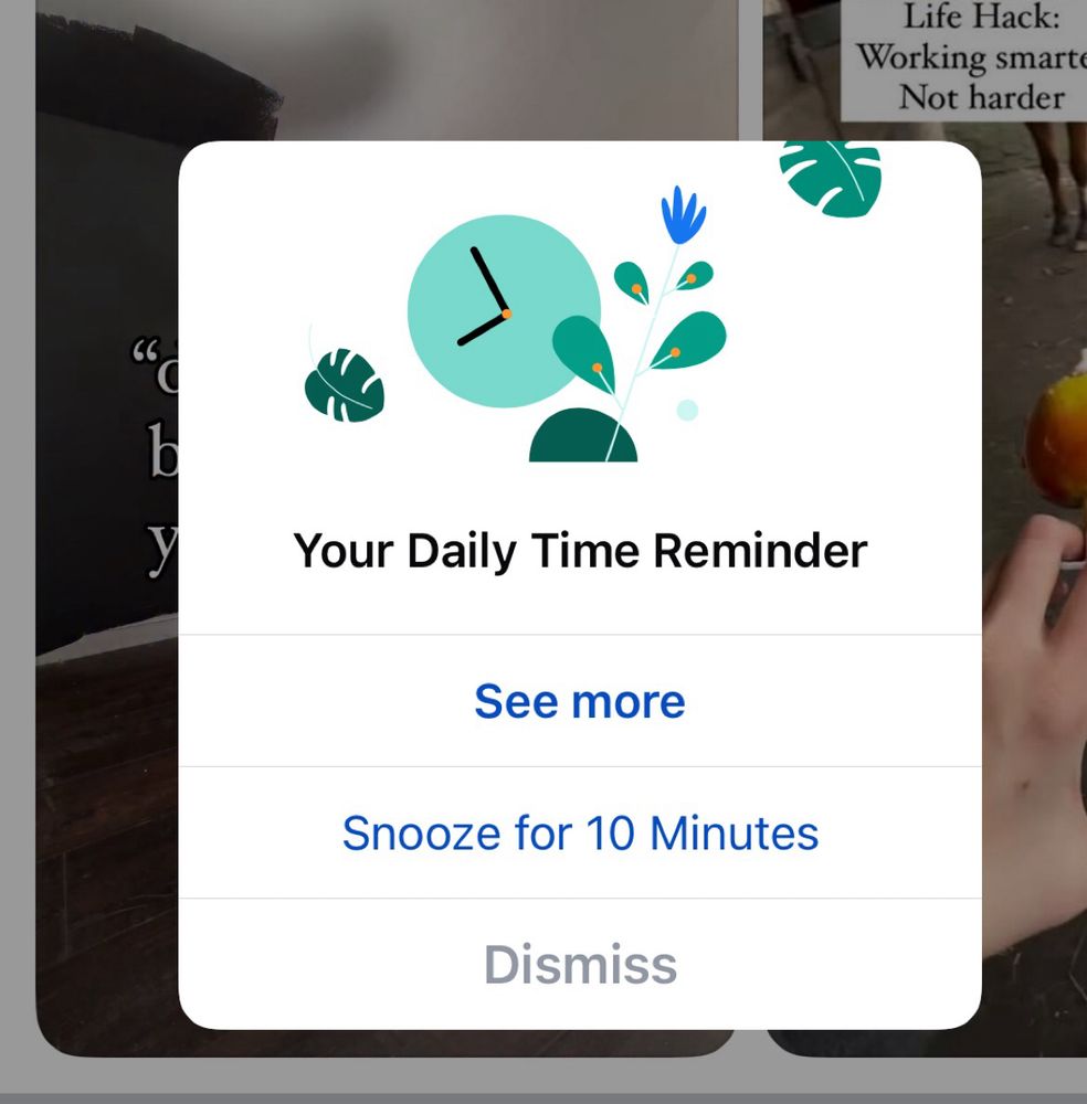 
Your Daily Time Reminder
See more
Snooze for 10 Minutes
Dismiss