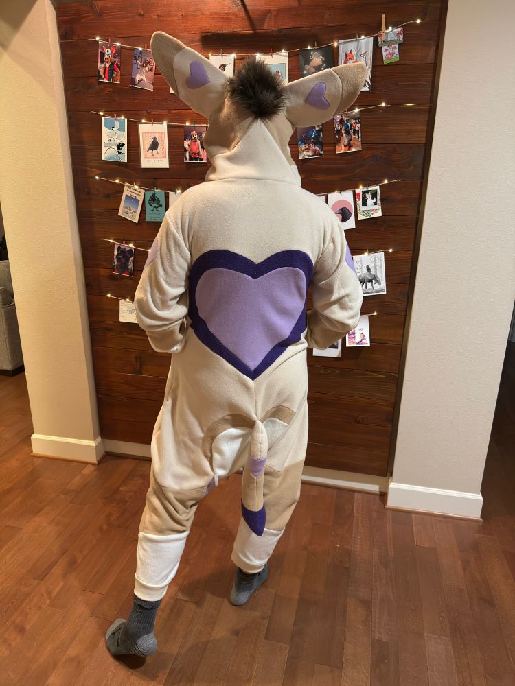 Back of Sass kigu with the hood up