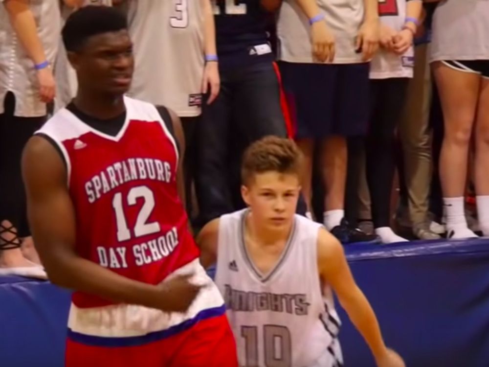 zion williamson in 8th grade against a very tiny defender