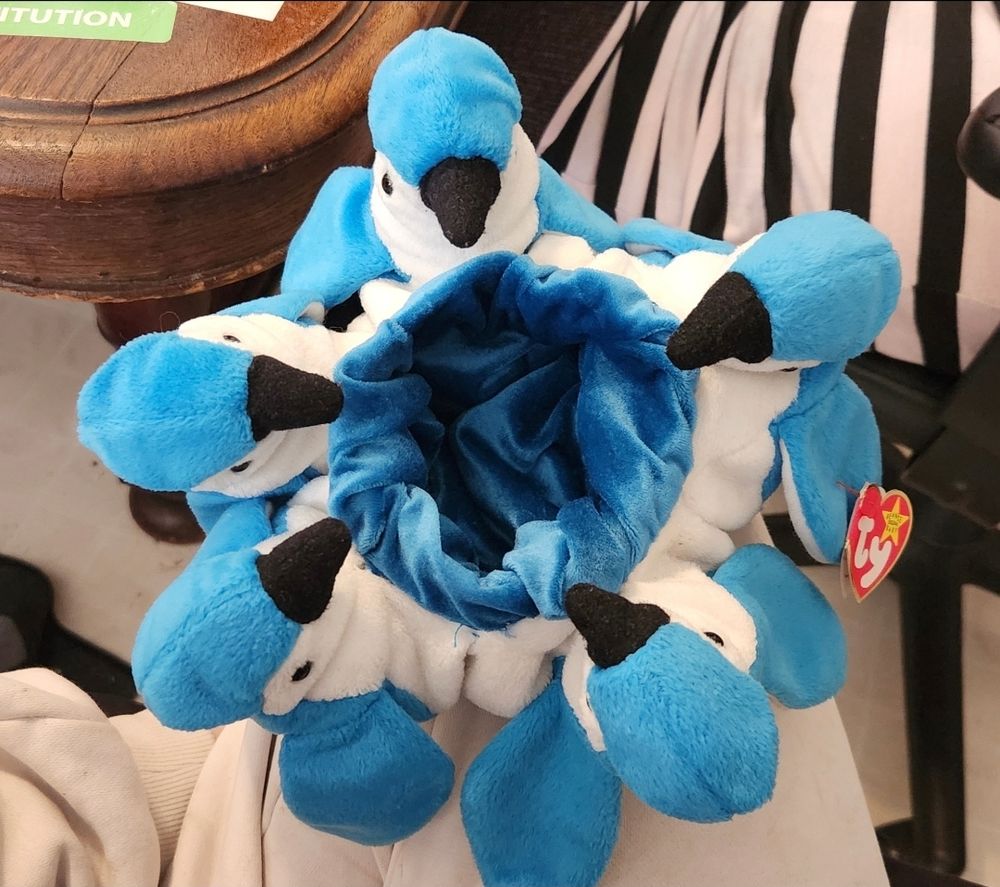 Top view of inside the blue velvety bag