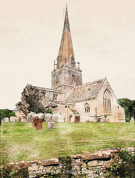 Pretty image of Saint Mary's church in Bampton, Cotswolds, England. Site of many scenes filmed for the popular PBS series Downton Abbey.