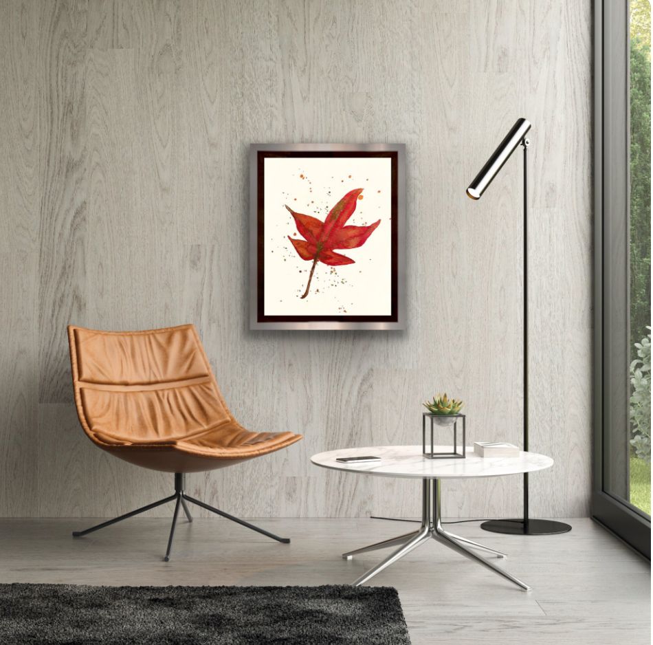 Framed art shown in a display room.