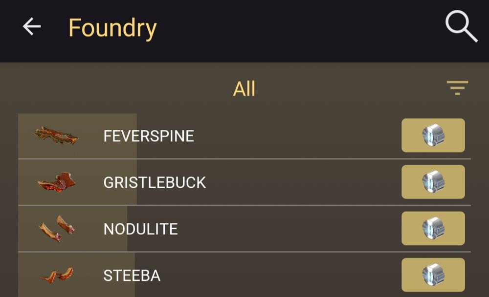 Screenshot of items which are being cooked in my Warframe foundry; four parts of an Infested K-Drive.