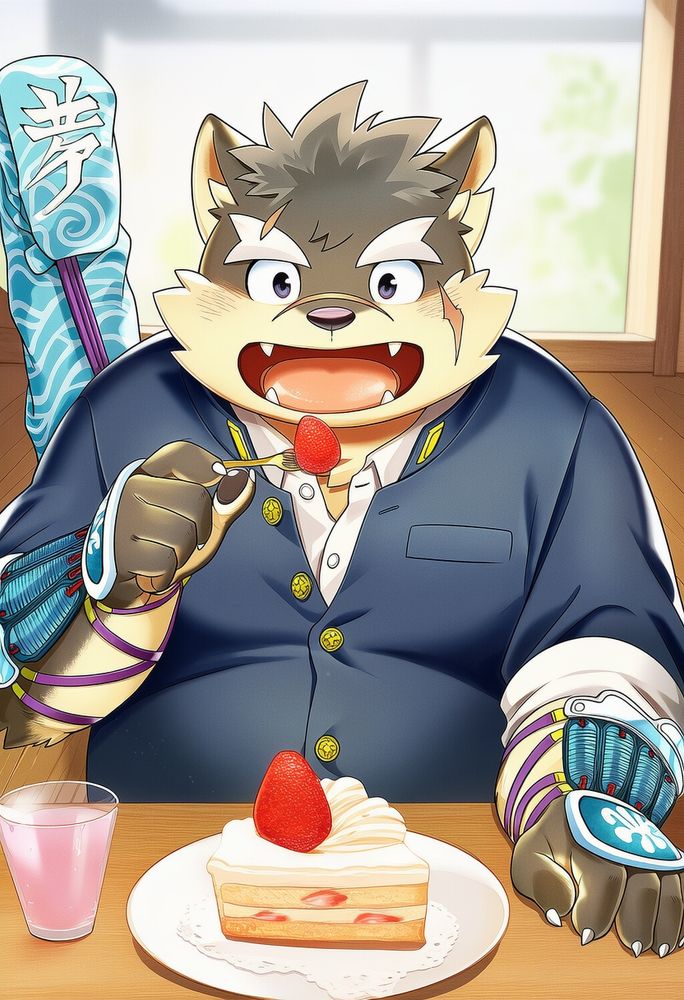 ケーキを食べるモリタカ