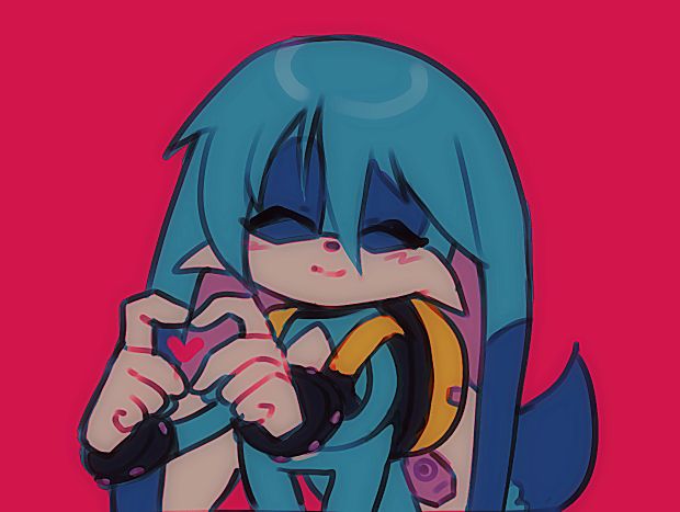 fanart of Kitsunami gesturing a heart with his fingers while smiling.