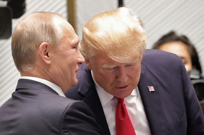 Donald Trump and Vladimir Putin share a tender moment.