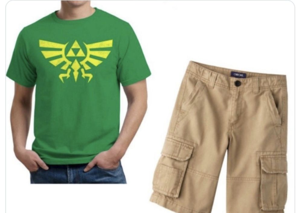 Triforce t-shirt and cargo shorts