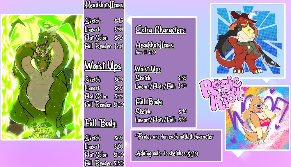 a sheet detailing out the prices of my commissions, if you want to read them more in depth click on the link provided or DM me for more information


koboldart furry fursona dragon kobold corgi dog puppy puppygirl trans transgender pansexual pan dnd ttrpg pathfinder dragon comm comms commissions commission open