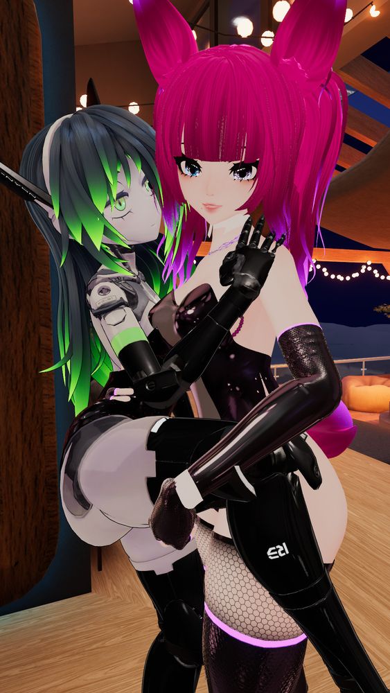 darkkittydin and Oblivion Flower very close. With Oblivion Flower holding up darkkittydin's thigh