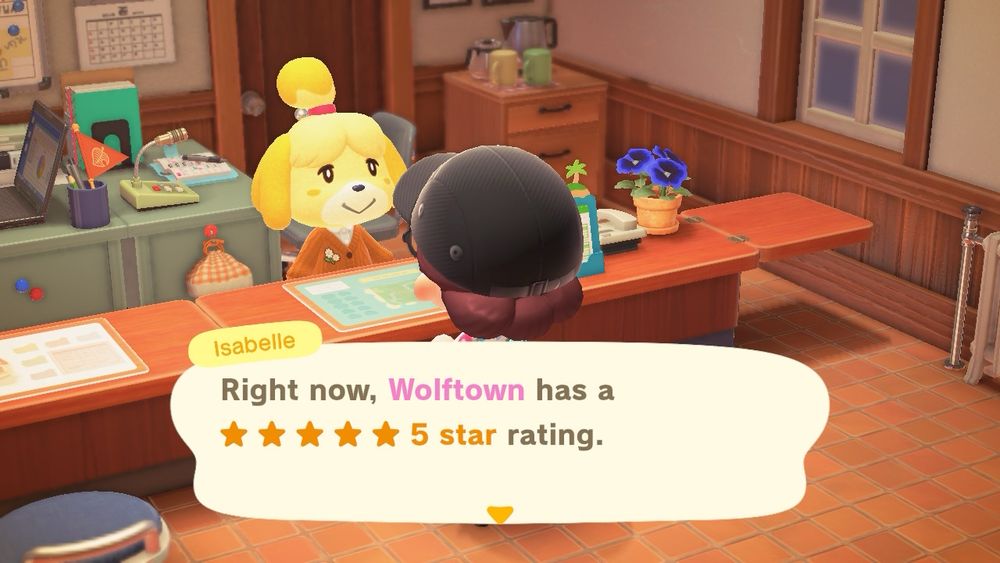 Isabelle (from animal crossing) telling the player they have a five star island