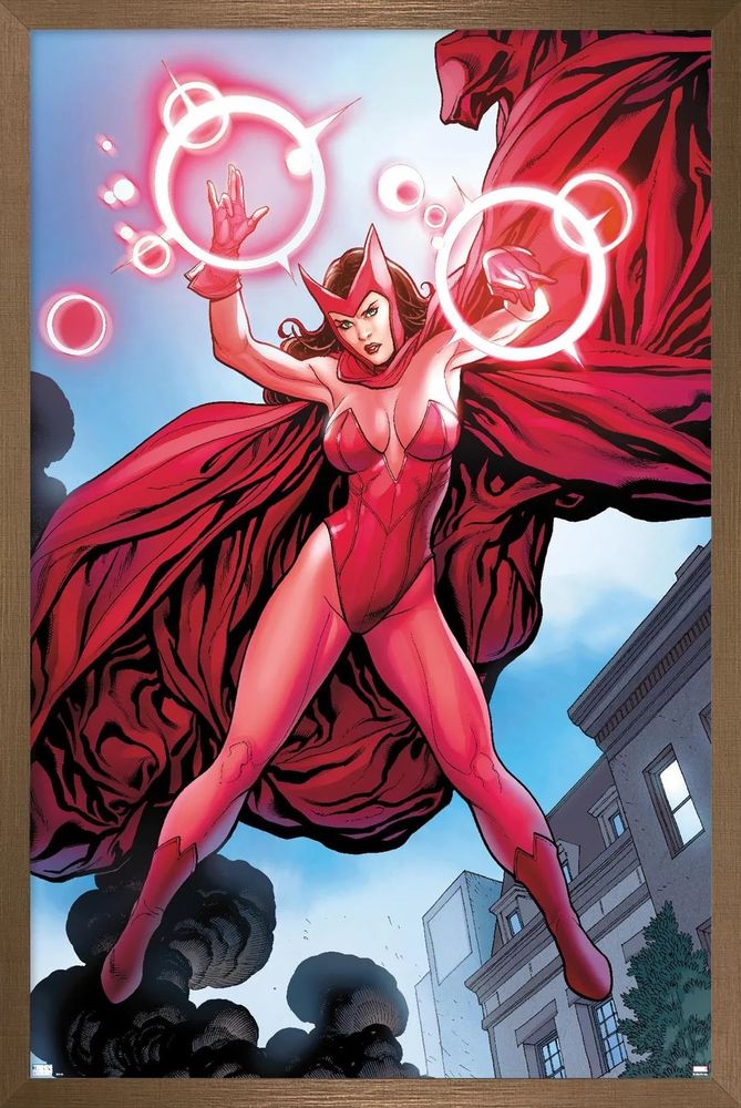 Scarlet Witch floating and using her magic 