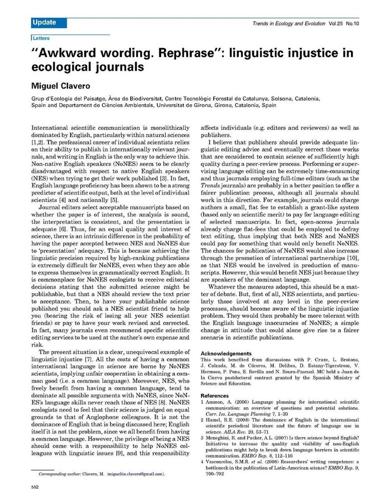 paper on linguistic injustice on the dominance of English