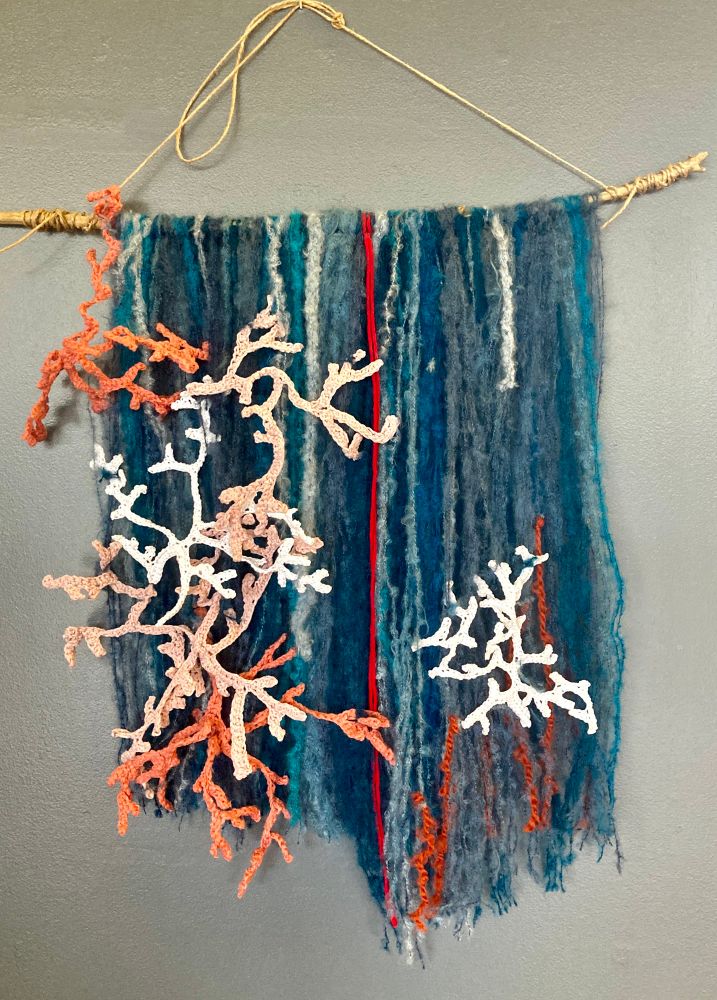 Artpiece by Larissa Van der Laan - mixed media crocheted Lophelia Pertusa