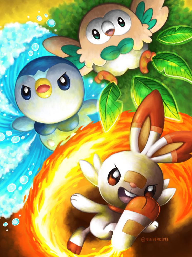 Rowlet, Piplup & Scorbunny