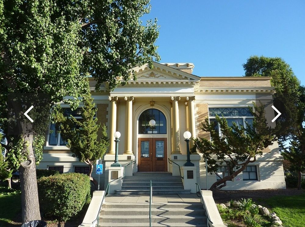 The front entrance steps leading up to the Carnegie Library in Livermore CA. 
