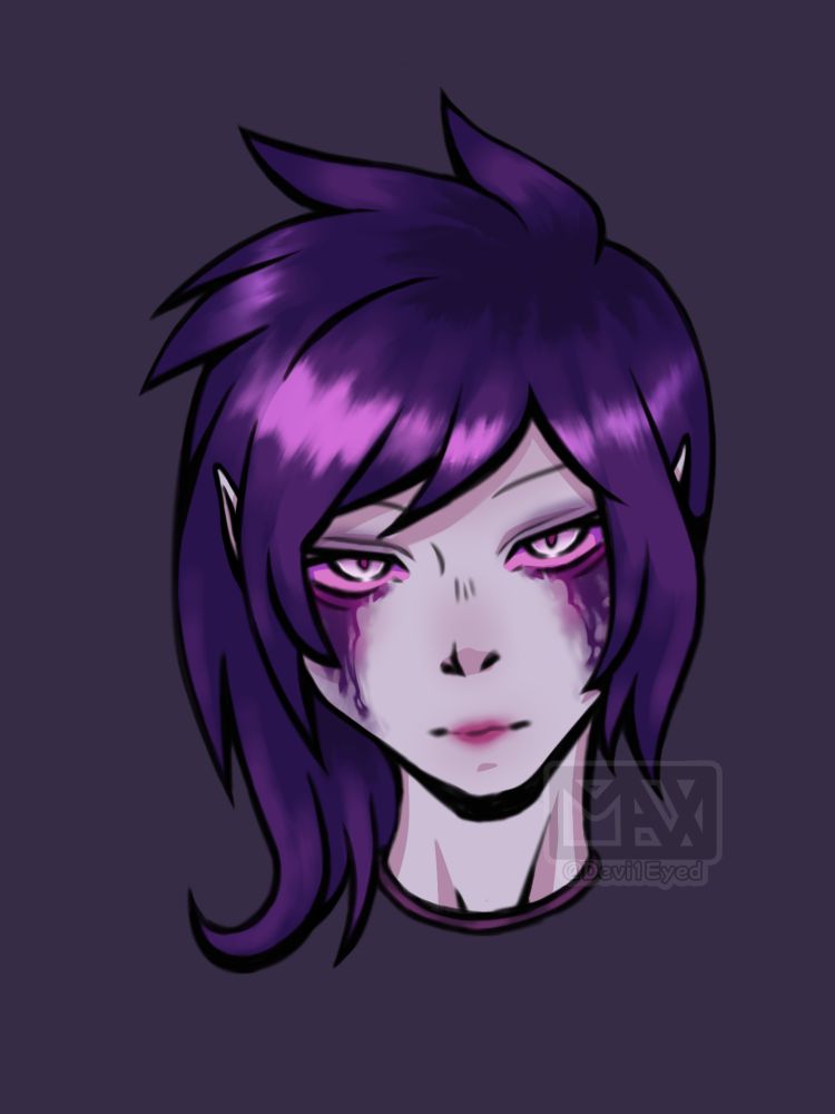 Headshot drawing of Morgana from League of Legends 