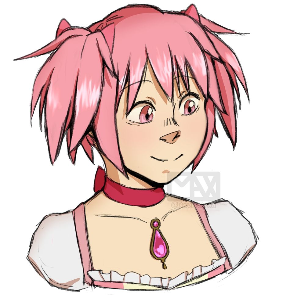 Bust drawing of Madoka from Madoka Magica