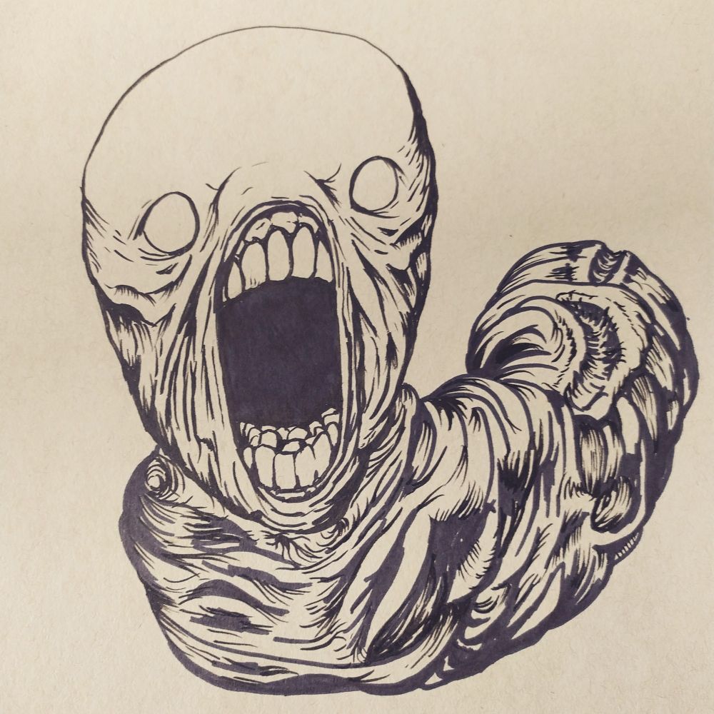 A worm-y monster with a disturbingly human-esque face.