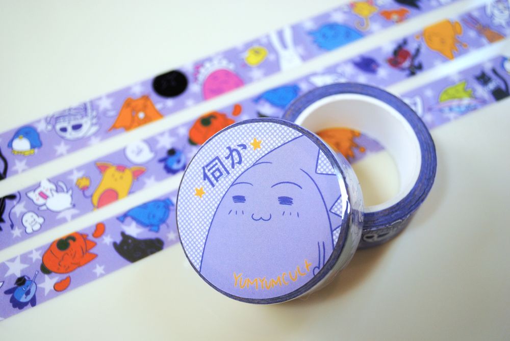ukagaka washi tape with unyuu on the front sticker, brand yumyumcult