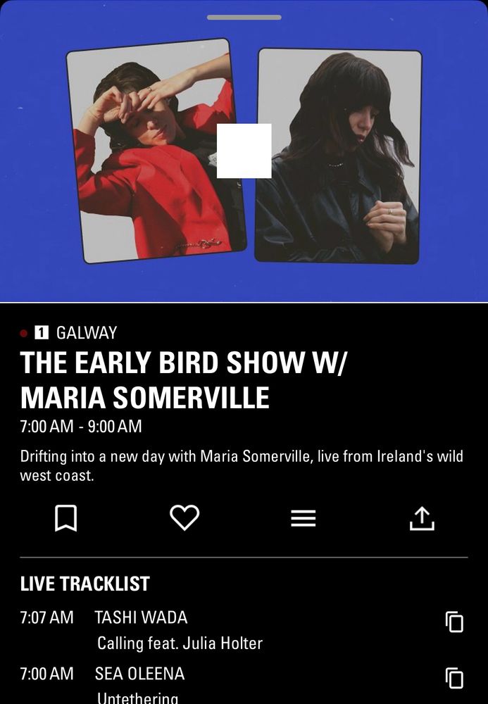 A screenshot of the NTS Radio app on iPhone, showing today’s Maria Somerville show.