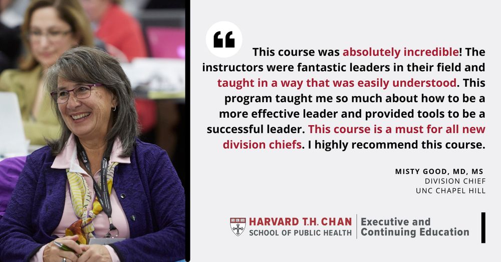 Harvard quote infographic with an image of a smiling student and text that says: “This course was absolutely incredible! The instructors were fantastic leaders in their field and taught in a way that was easily understood. This program taught me so much about
