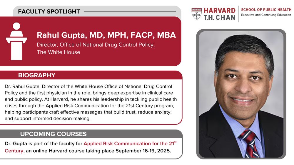 Infographic with the headshot and bio of Dr. Rahul Gupta, Director of the White House office of National Drug Control Policy.